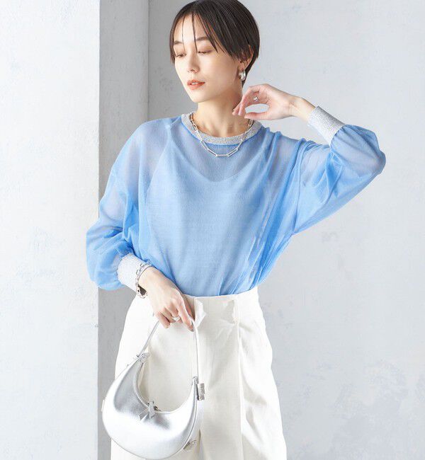 SHIPS for women「〈手洗い可能〉シアー ラメ クルーネック プルオーバー 24SS ◇」|ニット・セーター|