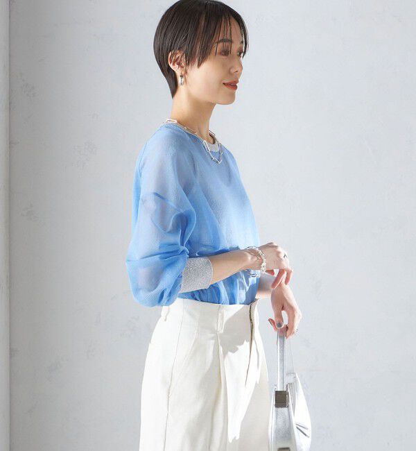 SHIPS for women「〈手洗い可能〉シアー ラメ クルーネック プルオーバー 24SS ◇」|ニット・セーター|