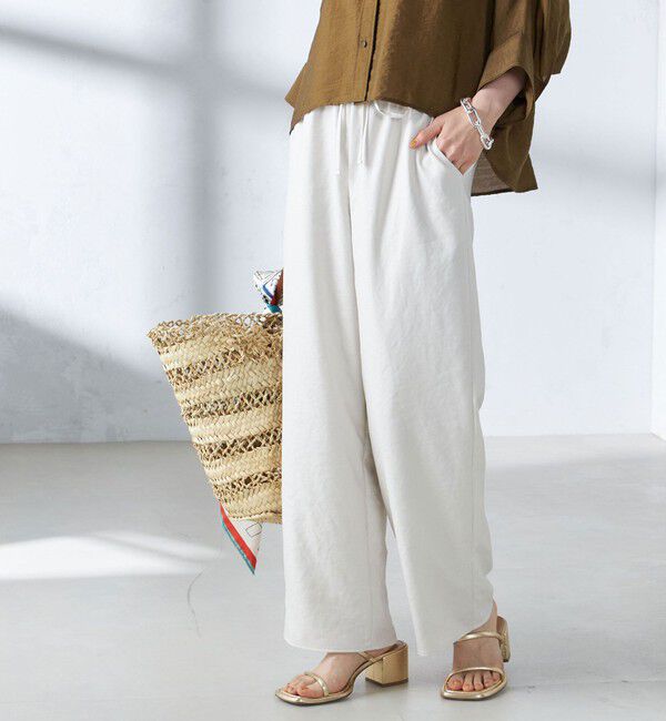 SHIPS for women「《一部追加予約》〈吸水速乾 / 防しわ / 接触冷感 / 手洗い可能〉ツイル ドロスト パンツ」|その他|ナチュラル