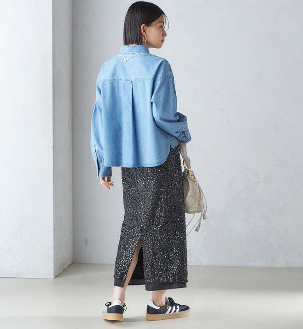 SHIPS for women「〈手洗い可能〉スパンコール Iライン スカート」|スカート|