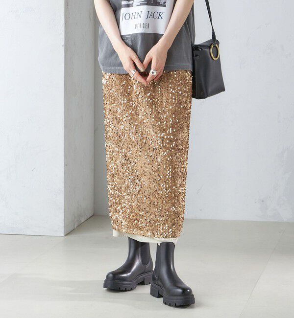 SHIPS for women「〈手洗い可能〉スパンコール Iライン スカート」|スカート|