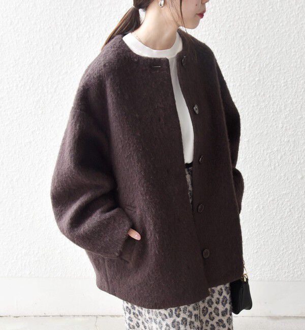 SHIPS any「SHIPS any: シャギー ノーカラー コクーン コート」|ノーカラーコート|