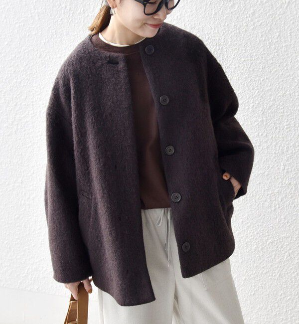 SHIPS any「SHIPS any: シャギー ノーカラー コクーン コート」|ノーカラーコート|