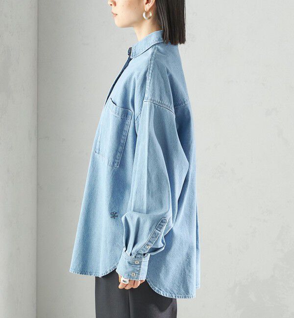 SHIPS for women「〈洗濯機可能〉デニム 刺繍 オーバー シャツ」|シャツ・ブラウス|