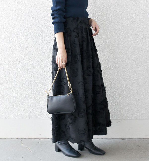 SHIPS any「SHIPS any:〈手洗い可能〉フラワー カット ジャカード  ボリューム スカート」|スカート|