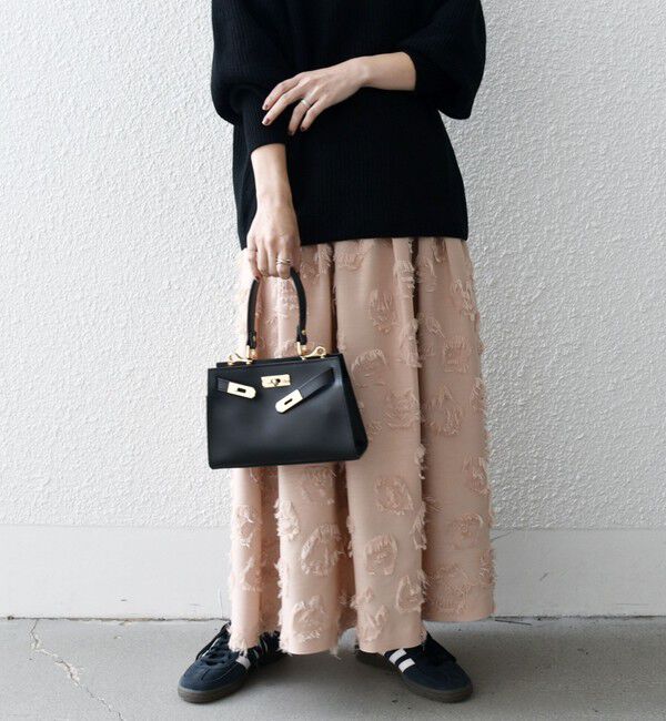 SHIPS any「SHIPS any:〈手洗い可能〉フラワー カット ジャカード  ボリューム スカート」|スカート|ベージュ