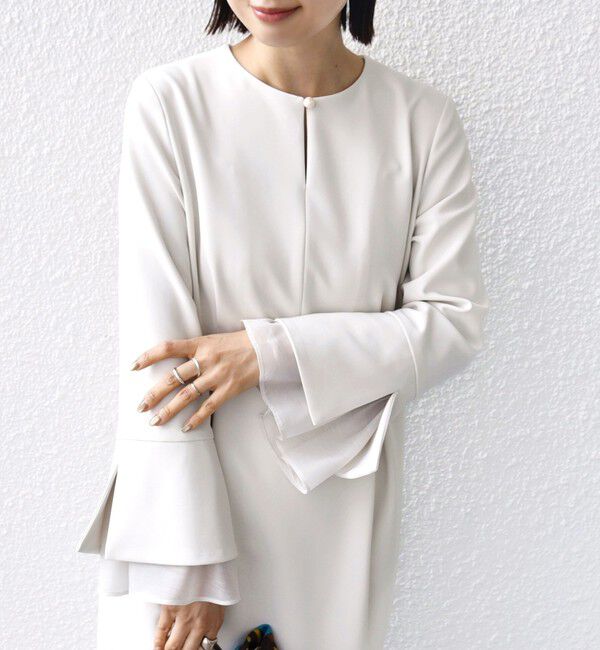 SHIPS for women「重ね着 デザイン ダブル クロス ワンピース（セレモニー対応可）」|ワンピース|