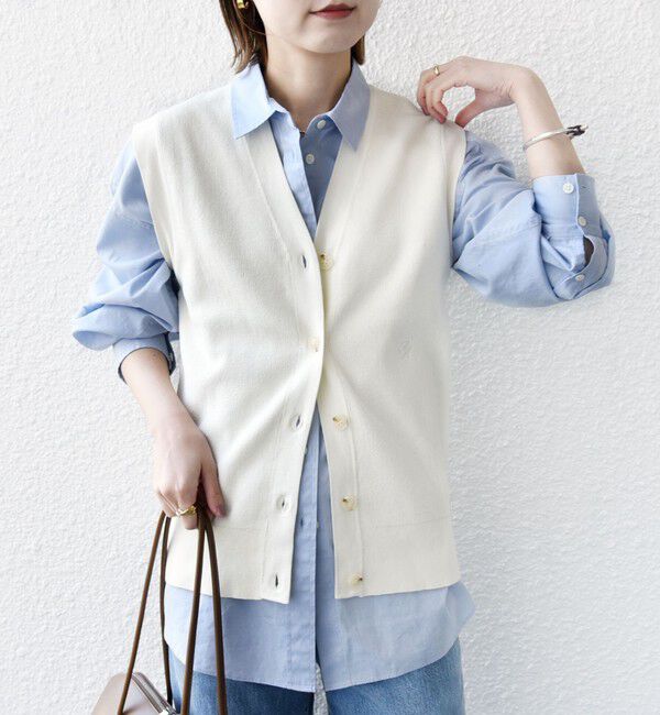 SHIPS for women「〈手洗い可能〉ワンポイント 刺繍 Vネック ベスト」|ベスト・ジレ|