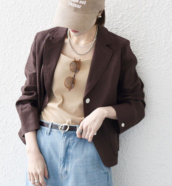 SHIPS any「SHIPS any:〈洗濯機可能〉ヨーロピアンフラックス リネン コンパクト テーラード ジャケット」|テーラードジャケット|ブラウン