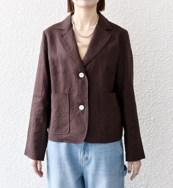 SHIPS any「SHIPS any:〈洗濯機可能〉ヨーロピアンフラックス リネン コンパクト テーラード ジャケット」|テーラードジャケット|
