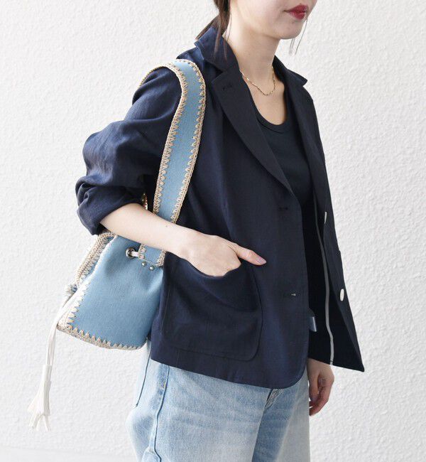 SHIPS any「SHIPS any:〈洗濯機可能〉ヨーロピアンフラックス リネン コンパクト テーラード ジャケット」|テーラードジャケット|