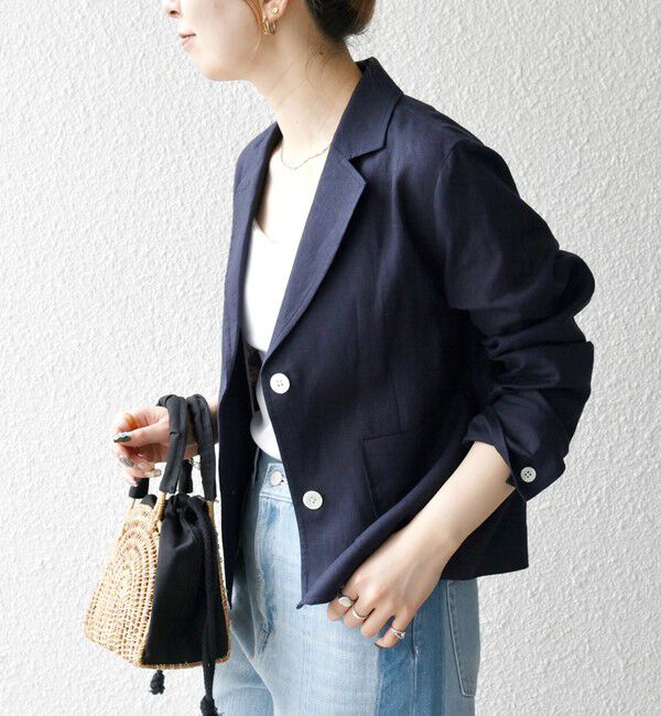 SHIPS any「SHIPS any:〈洗濯機可能〉ヨーロピアンフラックス リネン コンパクト テーラード ジャケット」|テーラードジャケット|