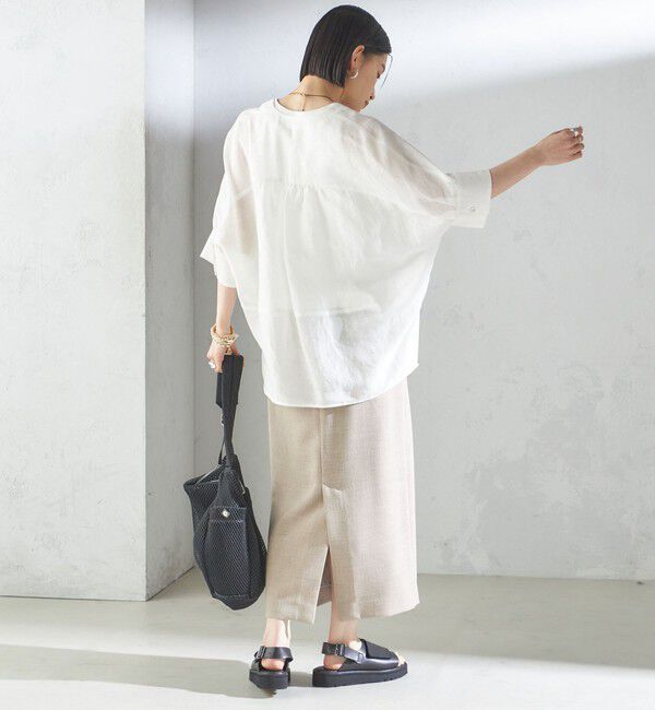 SHIPS for women「【一部WEB限定】〈手洗い可能〉IMPERIAL LINEN スキッパー ブラウス」|シャツ・ブラウス|