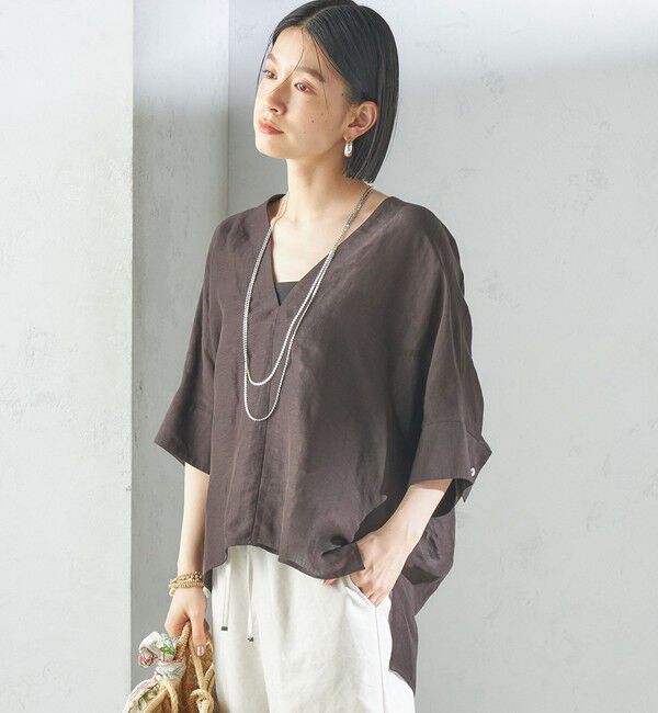 SHIPS for women「【一部WEB限定】〈手洗い可能〉IMPERIAL LINEN スキッパー ブラウス」|シャツ・ブラウス|