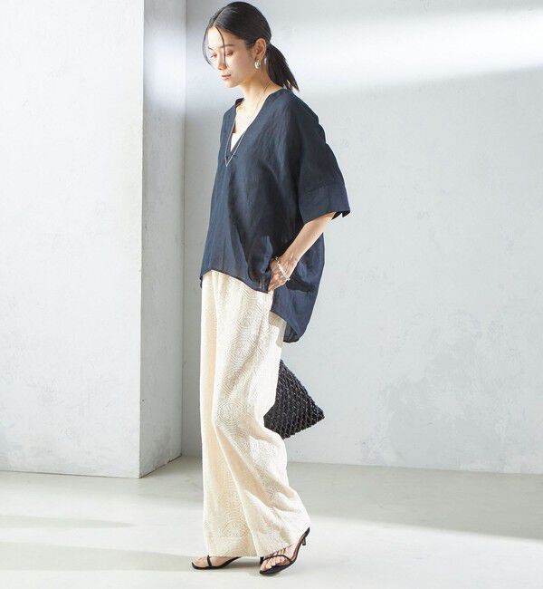 SHIPS for women「【一部WEB限定】〈手洗い可能〉IMPERIAL LINEN スキッパー ブラウス」|シャツ・ブラウス|