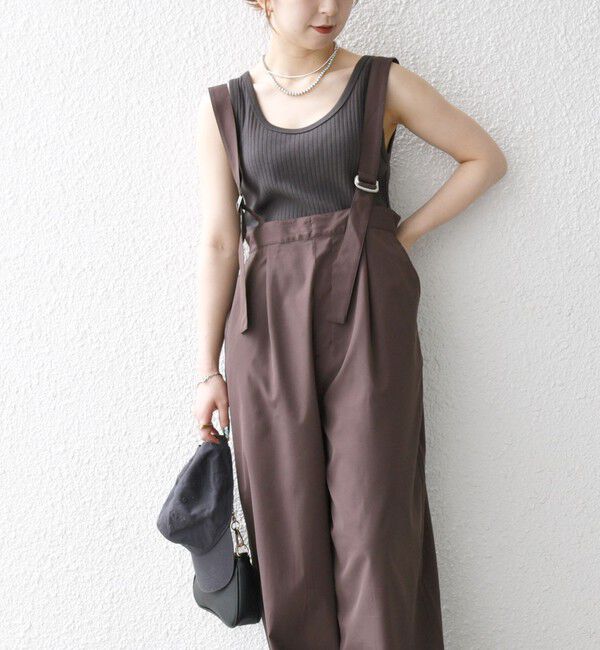 SHIPS any「SHIPS any:〈洗濯機可能〉ドロスト ワイド サロペット &times; ノースリーブ TEE セット」|その他|ブラウン