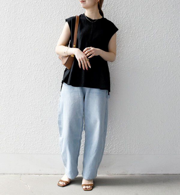 SHIPS any「SHIPS any:〈接触冷感/汗染み防止加工/洗濯機可能〉Aライン フレンチスリーブ TEE」|Tシャツ・カットソー|