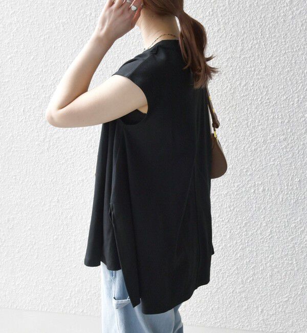 SHIPS any「SHIPS any:〈接触冷感/汗染み防止加工/洗濯機可能〉Aライン フレンチスリーブ TEE」|Tシャツ・カットソー|