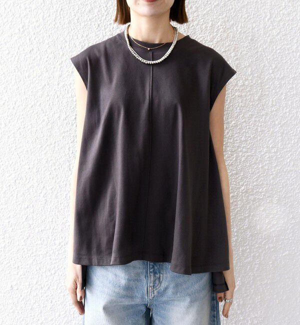 SHIPS any「SHIPS any:〈接触冷感/汗染み防止加工/洗濯機可能〉Aライン フレンチスリーブ TEE」|Tシャツ・カットソー|