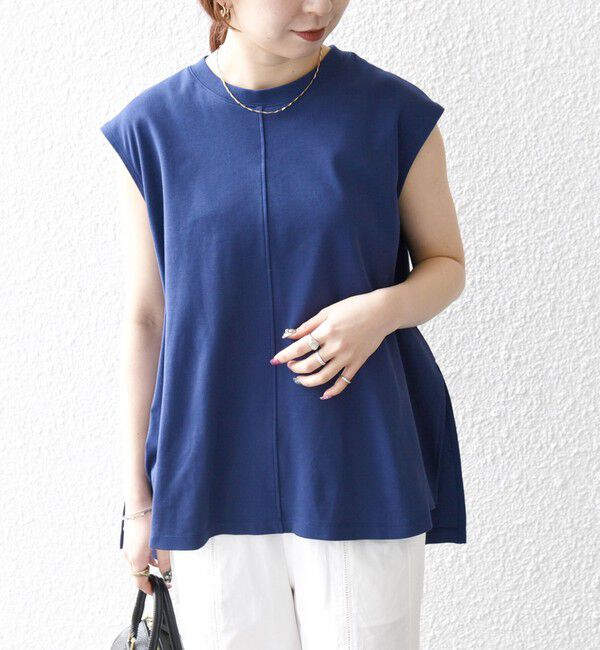 SHIPS any「SHIPS any:〈接触冷感/汗染み防止加工/洗濯機可能〉Aライン フレンチスリーブ TEE」|Tシャツ・カットソー|