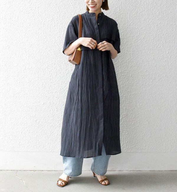 SHIPS any「SHIPS any:〈洗濯機可能〉ピンタック ジャカード シャツ ワンピース」|ワンピース|