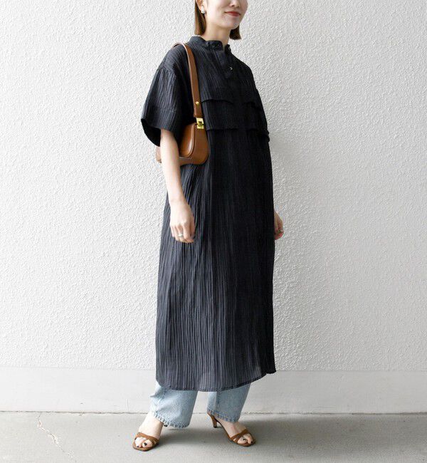 SHIPS any「SHIPS any:〈洗濯機可能〉ピンタック ジャカード シャツ ワンピース」|ワンピース|