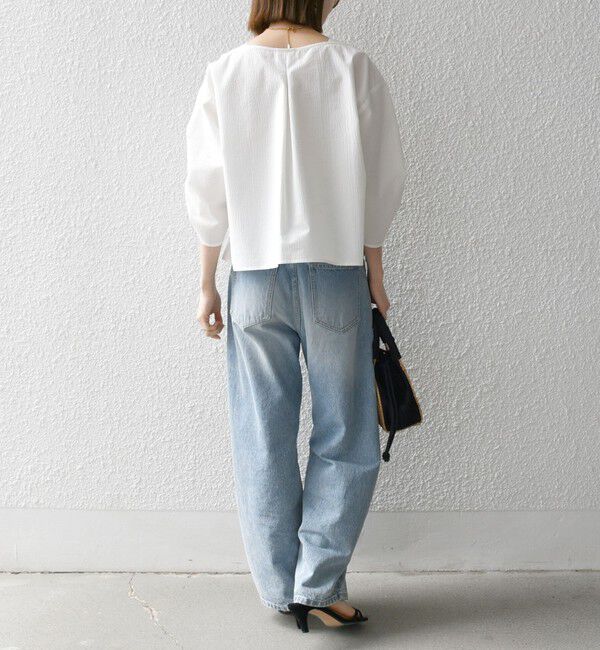 SHIPS any「SHIPS any:〈洗濯機可能〉ミニサッカー ドロスト リボン ボートネック ブラウス」|シャツ・ブラウス|