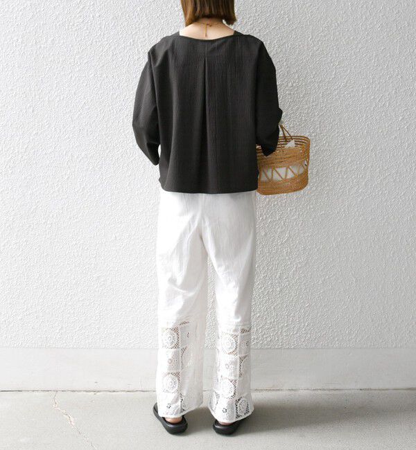 SHIPS any「SHIPS any:〈洗濯機可能〉ミニサッカー ドロスト リボン ボートネック ブラウス」|シャツ・ブラウス|