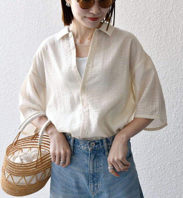 SHIPS any「SHIPS any:〈洗濯機可能〉ミニ チェック レギュラーカラー シアー シャツ◇」|シャツ・ブラウス|