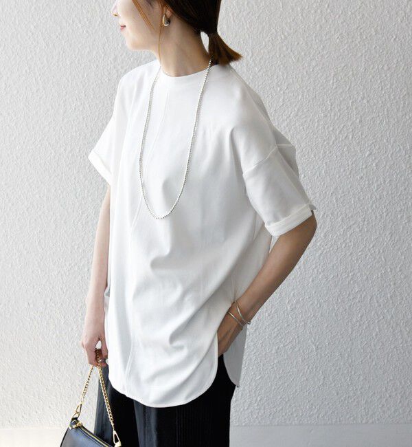 SHIPS any「SHIPS any:〈接触冷感/汗染み防止加工/洗濯機可能〉スリット ルーズ チュニック TEE」|Tシャツ・カットソー|