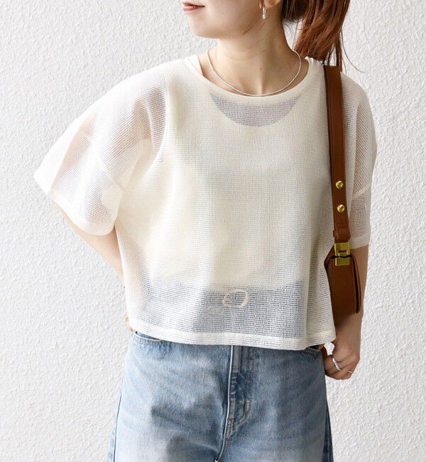 SHIPS any「SHIPS any:〈手洗い可能〉メッシュ シアー ワイド TEE &times; タンク セット」|Tシャツ・カットソー|