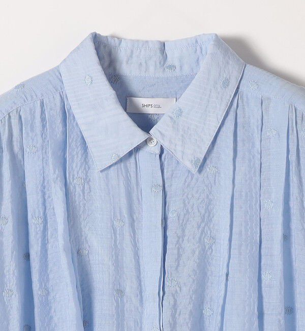 SHIPS any「SHIPS any:〈手洗い可能〉シアー ドット レギュラーカラー ギャザー シャツ」|シャツ・ブラウス|