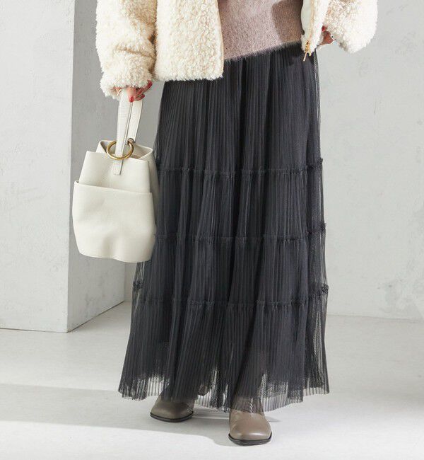 SHIPS for women「〈手洗い可能〉チュール プリーツ ティアード スカート」|スカート|