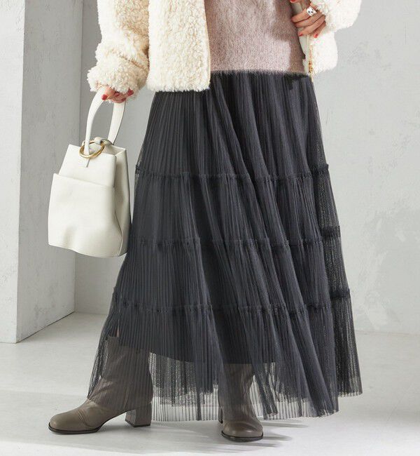 SHIPS for women「〈手洗い可能〉チュール プリーツ ティアード スカート」|スカート|