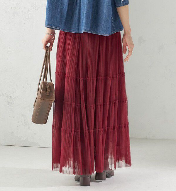 SHIPS for women「〈手洗い可能〉チュール プリーツ ティアード スカート」|スカート|