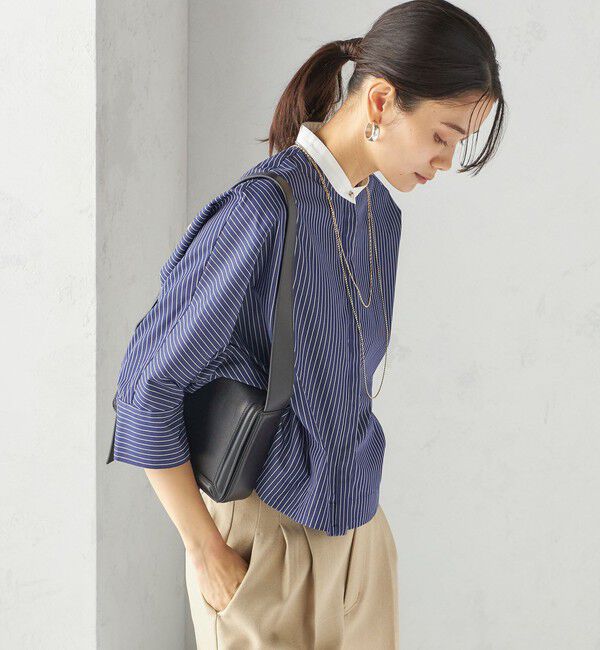 SHIPS for women「〈手洗い可能〉綿 ポリエステル ストライプ 羽織 シャツ」|シャツ・ブラウス|