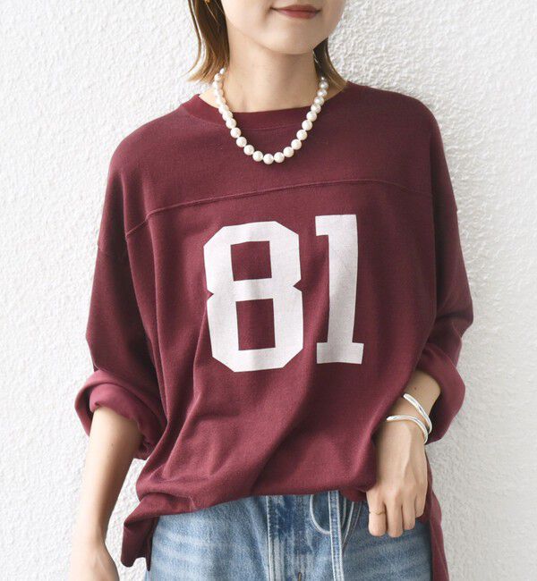 SHIPS for women「【SHIPS別注】81BRANCA:ナンバリング TEE」|Tシャツ・カットソー|ワイン
