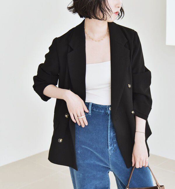 quaranciel「quaranciel:〈手洗い可能〉メッシュ ダブルブレスト テーラード ジャケット 25AW」|テーラードジャケット|