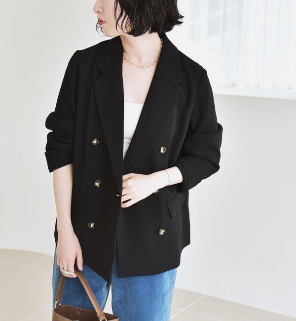 quaranciel「quaranciel:〈手洗い可能〉メッシュ ダブルブレスト テーラード ジャケット 25AW」|テーラードジャケット|