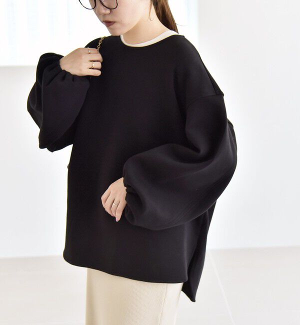 quaranciel「quaranciel:〈洗濯機可能〉ポンチ ボリュームスリーブ ビッグ スウェット プルオーバー」|スウェット・ジャージ|