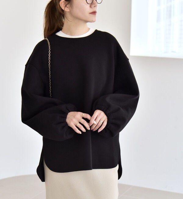 quaranciel「quaranciel:〈洗濯機可能〉ポンチ ボリュームスリーブ ビッグ スウェット プルオーバー」|スウェット・ジャージ|