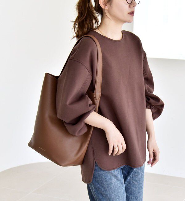 quaranciel「quaranciel:〈洗濯機可能〉ポンチ ボリュームスリーブ ビッグ スウェット プルオーバー」|スウェット・ジャージ|ブラウン