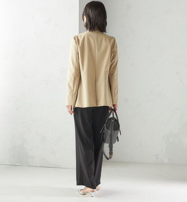 SHIPS for women「〈吸水速乾 / 防シワ加工 / 洗濯機可能〉スーティング ジャージー カラーレス ジャケット」|ノーカラージャケット|