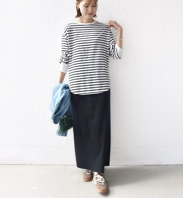 SHIPS for women「コットン 天竺 ラウンド ヘム 袖 リブ カットソー」|Tシャツ・カットソー|