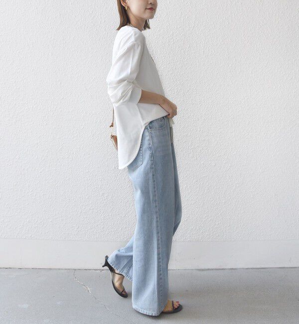 SHIPS for women「コットン 天竺 ラウンド ヘム 袖 リブ カットソー」|Tシャツ・カットソー|