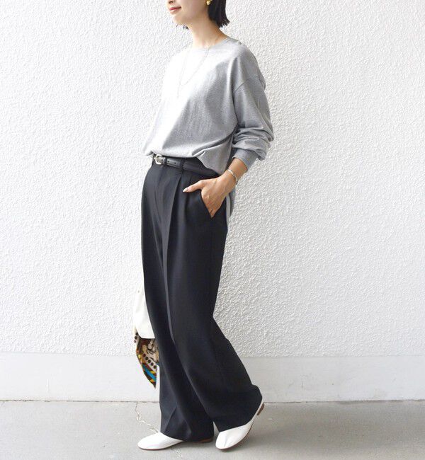 SHIPS for women「コットン 天竺 ラウンド ヘム 袖 リブ カットソー」|Tシャツ・カットソー|