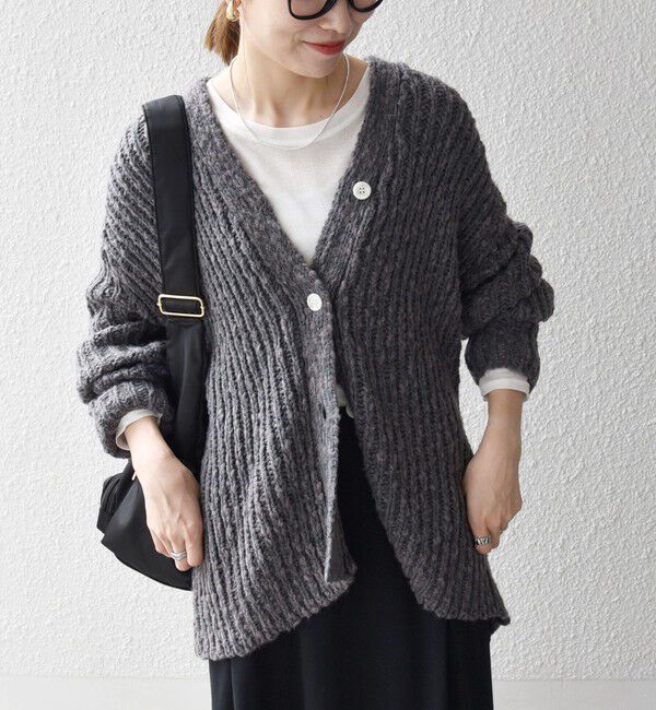 SHIPS any「SHIPS any:〈手洗い可能〉ロービング ルーズ Vネック ニット カーディガン」|カーディガン|