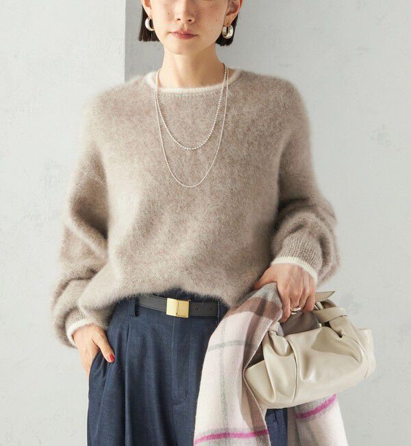 SHIPS for women「杢 フォックス カシミヤ クルーネック ニット プルオーバー」|ニット・セーター|ベージュ