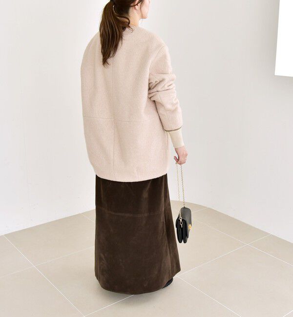 quaranciel「quaranciel: ノーカラー パイピング ジップ コート」|ノーカラーコート|