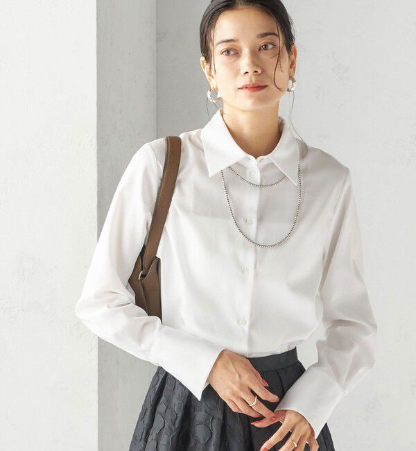 SHIPS for women「〈手洗い可能〉スーピマ コットン サテン シャツ」|シャツ・ブラウス|ホワイト